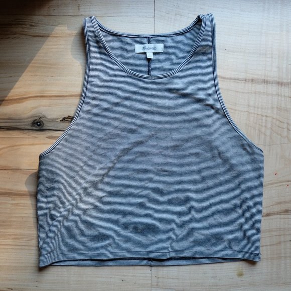 Madewell Tops - Madewell High Neck Tank Top Crop Top Striped